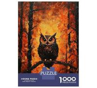Rompecabezas De 1000 Piezas para Adolescentes Fiery Owl in Forest Rompecabezas para Adultos Juguetes Antiestrés Difícil Difícil Desafiante De Completar 38x26cm/1000pcs
