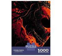Rompecabezas De 1000 Piezas para Adolescentes Fiery Skull Abstract Art Rompecabezas para Adultos Juegos Relajantes Mejora La Memoria Ayuda A Ejercitar El Cerebro 38x26cm/1000pcs