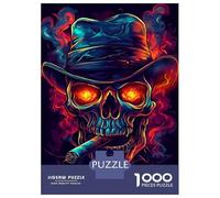 Rompecabezas De 1000 Piezas para Adolescentes Fiery Skull & Cigar Rompecabezas Juegos De Relajación Análisis Y Lógica Desafío Educativo 70x50cm/1000pcs