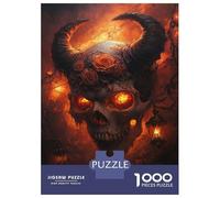 Rompecabezas De 1000 Piezas para Adolescentes Fiery Skull & Roses -1 Rompecabezas para Adultos Juego Práctico Mejora La Memoria para Cumpleaños, Navidad 38x26cm/1000pcs