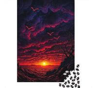Rompecabezas De 1000 Piezas para Adolescentes Fiery Sunset with Birds Rompecabezas Juegos Divertidos Desafío Difícil Cumpleaños Y Navidad 52x38cm/1000pcs