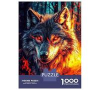 Rompecabezas De 1000 Piezas para Adolescentes Fiery Wolf in A Dark Forest Rompecabezas para Adultos Juegos Divertidos Regalos para Mujeres Desafiantes De Completar 38x26cm/1000pcs