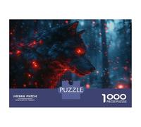 Rompecabezas De 1000 Piezas para Adolescentes Fiery Wolf in Dark Forest Rompecabezas para Adultos Juegos Familiares Decoración De Pared Regalos Y Cumpleaños Únicos 70x50cm/1000pcs