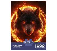 Rompecabezas De 1000 Piezas para Adolescentes Fiery Wolf with Glowing Eyes Rompecabezas para Adultos Juguetes De Bricolaje Decoración del Hogar Juego Desafiante Regalos 70x50cm/1000pcs