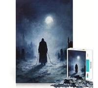Rompecabezas de 1000 Piezas para Adolescentes Figura encadenada en un Cementerio,Corte Premium,Divertido,fácil de Usar,Ideal para divertirse y para exhibir en Navidad (50x75cm)