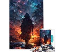 Rompecabezas de 1000 Piezas para Adolescentes Figura Encapuchada con Linterna en un Paisaje fantástico Juguetes educativos y de Aprendizaje Juegos relajantes Regalo de cumpleaños (Tamaño 38x52cm)