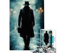 Rompecabezas de 1000 Piezas para Adolescentes Figura misteriosa bajo la Lluvia Un Reto para completar Arte Mural Educativo para Mayores de 14 años (50x75cm)