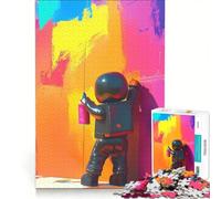 Rompecabezas de 1000 Piezas para Adolescentes: Figura Negra pintando una Pared con Aerosol, Juegos relajantes, Actividades Divertidas en casa, cumpleaños 50x75cm