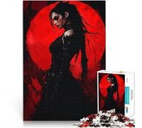 Rompecabezas de 1000 Piezas para Adolescentes Figura Oscura contra la Luna roja Difícil Difícil Trato como Regalo para Toda la Familia 75x50cm