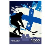 Rompecabezas De 1000 Piezas para Adolescentes Finnish Hockey Player Silhouette Rompecabezas para Adultos Juegos De Relajación Desafío Difícil Desafío Educativo 70x50cm/1000pcs