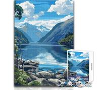 Rompecabezas de 1000 Piezas para Adolescentes, fiordo de Nueva Zelanda, Ideal para un pasatiempo Tranquilo en Interiores, Juguete de Corte de precisión Superior, tamaño 38x26cm