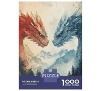 Rompecabezas De 1000 Piezas para Adolescentes Fire and Ice Dragons Rompecabezas para Adultos Juegos De Relajación Arte De Pared Cumpleaños Y Navidad 70x50cm/1000pcs
