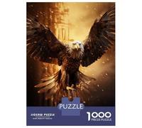 Rompecabezas De 1000 Piezas para Adolescentes Fire Flames Bald Eagle USA Rompecabezas para Adolescentes Juguetes Antiestrés Patrón De Ensamblaje Desafío Educativo 38x26cm/1000pcs