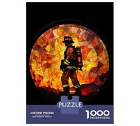Rompecabezas De 1000 Piezas para Adolescentes Firefighter Stained Glass Rompecabezas para Adultos Juegos Relajantes Mejora La Memoria Ayuda A Ejercitar El Cerebro 70x50cm/1000pcs