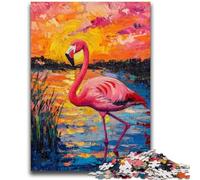 Rompecabezas de 1000 Piezas para Adolescentes, Flamenco Junto al Agua, Atardecer, Juguete Educativo Intelectual descompresor, Regalo de Amigo Secreto, 50x75cm
