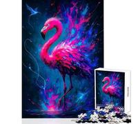 Rompecabezas de 1000 Piezas para Adolescentes Flamenco neón Arte Vibrante Juego de ingenio decoración hogar Juguetes Divertidos para Actividades en casa (38x52cm)