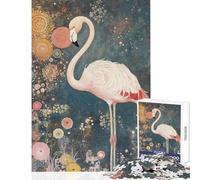 Rompecabezas de 1000 Piezas para Adolescentes Flamenco Rosa Gustav Klimt Floral Juego práctico desafío difícil Juguete Educativo Cada Pieza es única (38x52cm)