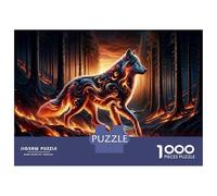Rompecabezas De 1000 Piezas para Adolescentes Flaming Wolf Fantasy Art Print Rompecabezas Juguetes Antiestrés Divertidos Y Humorísticos Cumpleaños Y Navidad 38x26cm/1000pcs