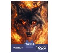 Rompecabezas De 1000 Piezas para Adolescentes Flaming Wolf Fury Rompecabezas para Adultos Juego Práctico Mejora La Memoria para Cumpleaños, Navidad 70x50cm/1000pcs