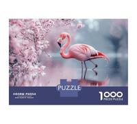Rompecabezas De 1000 Piezas para Adolescentes Flamingo in Water with Cherry Blossoms Rompecabezas Juegos Divertidos Regalos para Mujeres Cumpleaños Y Navidad 52x38cm/1000pcs