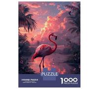 Rompecabezas De 1000 Piezas para Adolescentes Flamingo Sunset Palm Trees Rompecabezas para Adultos Juegos Relajantes Regalos para Mujeres 52x38cm/1000pcs