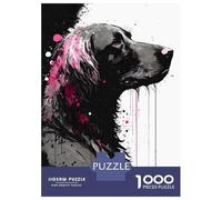 Rompecabezas De 1000 Piezas para Adolescentes Flat Coated Retriever Pink Rompecabezas Juegos Relajantes Decoración De Pared Regalos para Amigos Y Familiares 38x26cm/1000pcs