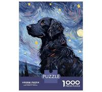 Rompecabezas De 1000 Piezas para Adolescentes FlatCoated Retriever Night Rompecabezas para Adultos Juegos Relajantes Que Mejoran La Memoria Regalos para Reducir El Estrés 38x26cm/1000pcs