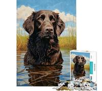 Rompecabezas de 1000 Piezas para Adolescentes FlatCoated Retriever Rompecabezas acuático Juguetes de Bricolaje de 1000 Piezas Corte de precisión Regalo Ideal para Toda la Familia (38x52cm)