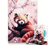 Rompecabezas de 1000 Piezas para Adolescentes Flor de Cerezo y Panda Rojo - Arte de Corte Limpio,Rompecabezas de lógica,Juego de Ocio,Regalo de cumpleaños (50x75cm)