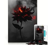 Rompecabezas de 1000 Piezas para Adolescentes Flor de Dalia roja ardiente,Arte de Corte Fino,Entrenamiento de concentración,Juego Divertido para Momentos de Tranquilidad, (50x75cm)