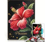 Rompecabezas de 1000 Piezas para Adolescentes Flor de Hibisco Que florece con pasión en un Elegante Marco Dorado Juegos educativos Actividades Divertidas para Hacer en casa colección de Artistas