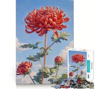 Rompecabezas de 1000 Piezas para Adolescentes Floración en crisantemo Rojo Arte de Corte preciso Juguete para ejercitar la Mente Tiempo de Juego Relajante Diversión para cumpleaños 38x52cm