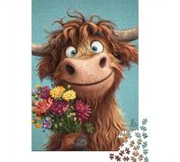 Rompecabezas De 1000 Piezas para Adolescentes Floral Bull Greeting Card Rompecabezas para Adultos Juego Práctico Arte De Pared Oferta como Regalos para Toda La Familia 52x38cm/1000pcs