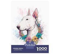 Rompecabezas De 1000 Piezas para Adolescentes Floral Bull Terrier Art Rompecabezas para Adultos Juegos De Relajación Desafío Difícil Desafío Educativo 70x50cm/1000pcs