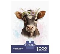 Rompecabezas De 1000 Piezas para Adolescentes Floral Calf Baby Cow Farm Rompecabezas para Adultos Juego Práctico Carrera De Velocidad De Manos Regalos Y Cumpleaños Únicos 38x26cm/1000pcs