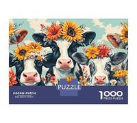 Rompecabezas De 1000 Piezas para Adolescentes Floral Cow Collage Rompecabezas para Adolescentes Juegos Relajantes Decoración Juego Desafiante Regalos 52x38cm/1000pcs