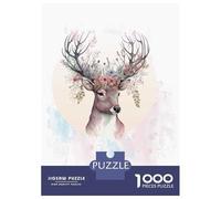Rompecabezas De 1000 Piezas para Adolescentes Floral Deer Painting Rompecabezas para Adultos Juego Práctico Desafío Difícil Difícil Y Desafiante 52x38cm/1000pcs