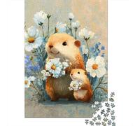 Rompecabezas De 1000 Piezas para Adolescentes Floral Hamster Duo Rompecabezas Juegos Divertidos para La Diversión Familiar Oferta como Regalos para Toda La Familia 70x50cm/1000pcs