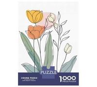 Rompecabezas De 1000 Piezas para Adolescentes Floral Line Art with Pastel Accents Rompecabezas para Adultos Juegos Divertidos Desafío Difícil para Cumpleaños, Navidad 38x26cm/1000pcs