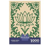 Rompecabezas De 1000 Piezas para Adolescentes Floral Lotus Green Pattern Rompecabezas para Adultos Juegos Relajantes Corte De Precisión Regalos Y Cumpleaños Únicos 38x26cm/1000pcs