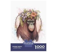 Rompecabezas De 1000 Piezas para Adolescentes Floral Orangutan Painting Rompecabezas para Adultos Juegos Relajantes Análisis Y Lógica para Cumpleaños, Navidad 52x38cm/1000pcs