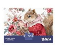 Rompecabezas De 1000 Piezas para Adolescentes Floral Squirrel Basket Art Print Rompecabezas para Adultos Juego Familiar Desafío Difícil Interacción Entre Padres E Hijos 70x50cm/1000pcs