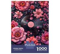 Rompecabezas De 1000 Piezas para Adolescentes Floral Vinyl Record Rompecabezas para Adolescentes Juguetes Antiestrés Difícil Gran Regalo para Jugar 52x38cm/1000pcs