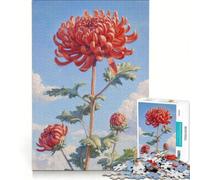 Rompecabezas de 1000 Piezas para Adolescentes: Florece en crisantemo Rojo, Juegos educativos, Entrena tu Cerebro y Tus Manos, colección de Artistas, Bellas Artes 38x52cm