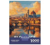 Rompecabezas De 1000 Piezas para Adolescentes Florence Cityscape with Ponte Vecchio Rompecabezas para Adultos Juegos De Relajación Corte De Precisión Regalos para Reducir El Estrés 52x38cm/1000pcs
