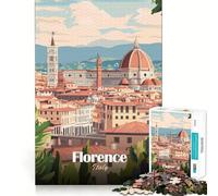 Rompecabezas de 1000 Piezas para Adolescentes Florencia,Italia Paisaje Urbano Bordes limpios Juego de concentración Regalo Juego de Ocio Arte de Pared navideño (38x26cm)