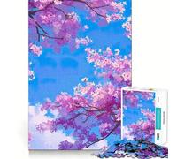 Rompecabezas de 1000 Piezas para Adolescentes Flores de Cerezo sobre Cielo Azul Diseño de Corte Fino Juego de concentración Regalo Ideal para Momentos de Paz y diversión en Navidad Regalo de Ocio