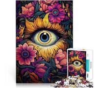 Rompecabezas de 1000 Piezas para Adolescentes Flores de Ojo psicodélicas Difícil y desafío Decoración hogar 38x26cm