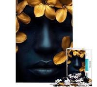 Rompecabezas de 1000 Piezas para Adolescentes Flores Doradas y Cara Oscura Rompecabezas de 1000 Piezas para armar Juguetes antiestrés Regalos para Amigos y Familiares (75x50cm)