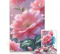 Rompecabezas de 1000 Piezas para Adolescentes Flores Rosas con Gotas de rocío Juegos Divertidos Entrena tu Cerebro y Tus Manos Juego de desafío único 50x75cm